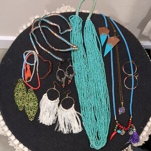 Beaded Turquoise Tassel Yoga Boho Jewelry Bundle
